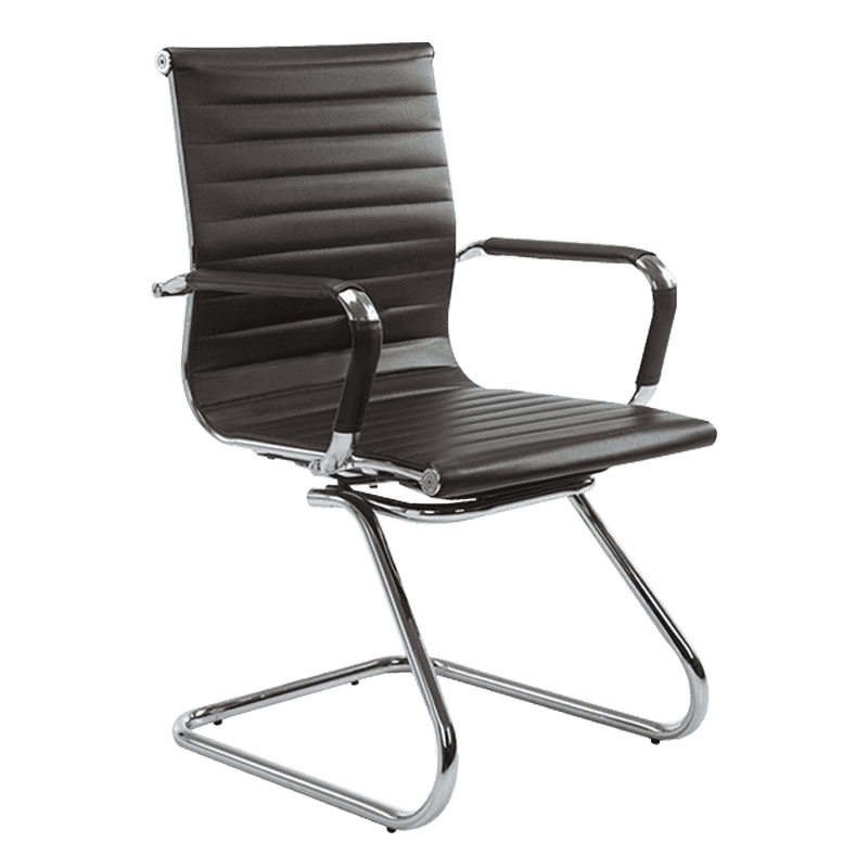 Scaun de conferință din piele modern maro cu spatar mijlociu (Y-1846C)