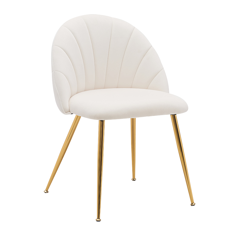 Scaune de sufragerie din catifea albă cu spătar jos din lemn (Y-C28)