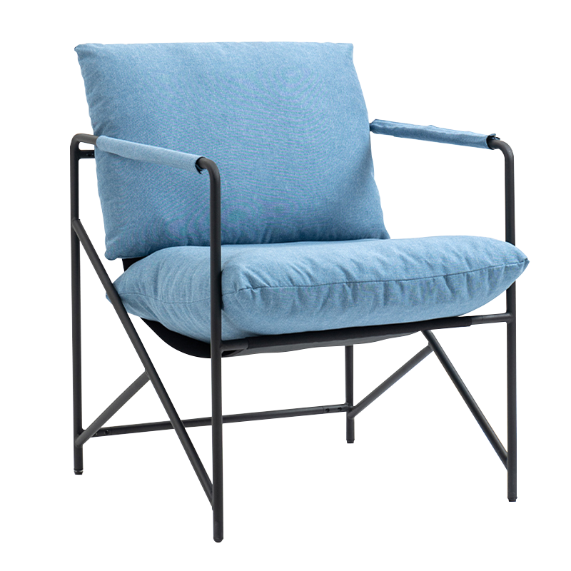 Scaun de agrement tapițat cu cadru metalic bej (Y-C37)