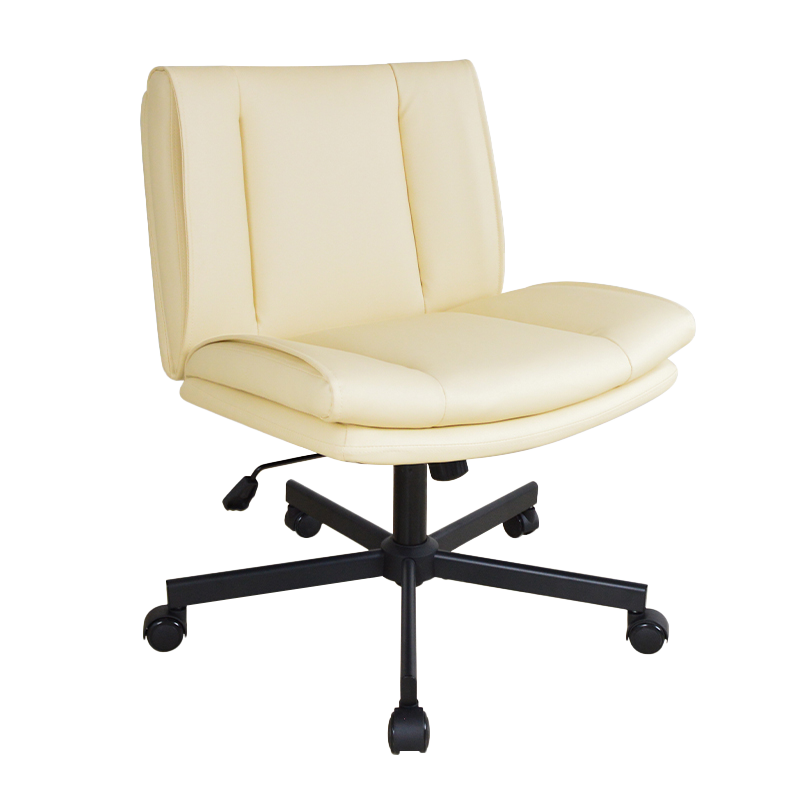 Scaun de birou pentru acasă, tapițat, fără brațe, cu spate mijlociu din PU (X-5146)