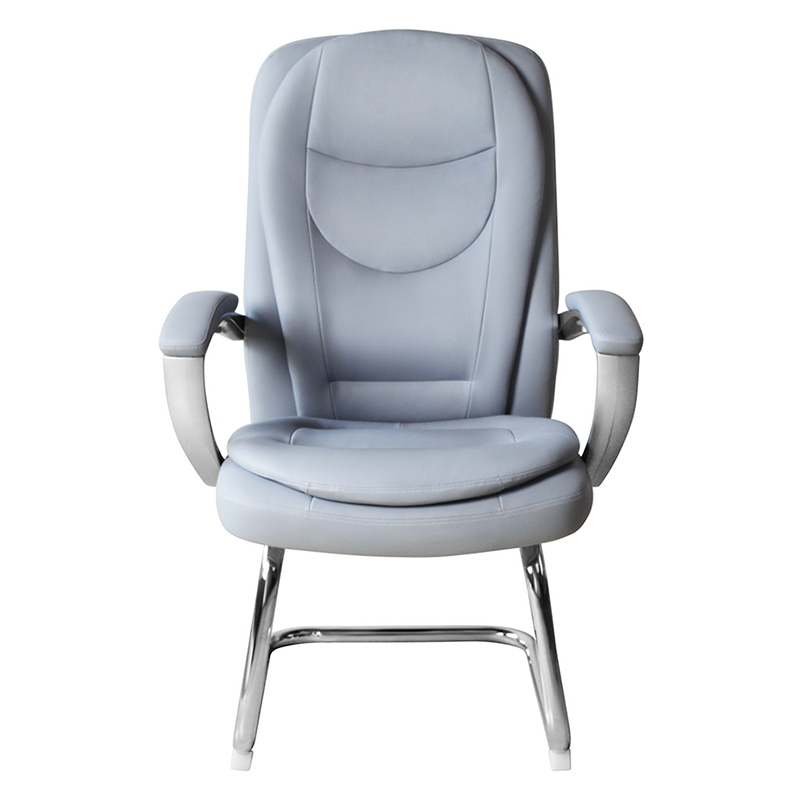 Scaun modern de conferință din piele cu spătar înalt, cu bază fixă cromată (M-6124)