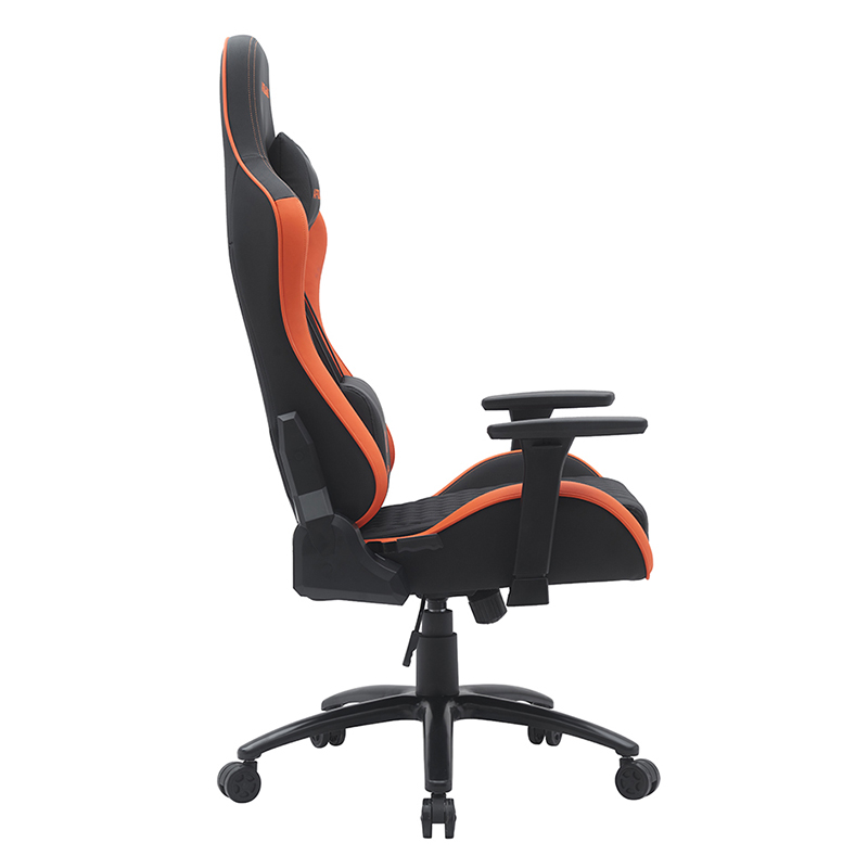 Scaun de gaming pivotant modern portocaliu cu cotiere 3D reglabile (T-7122)