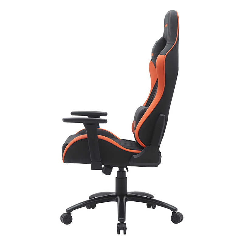 Scaun de gaming pivotant modern portocaliu cu cotiere 3D reglabile (T-7122)