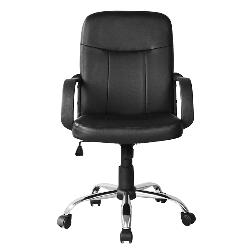 Scaun de birou cu cotieră PP cu spate mijlociu cu bază cromată (Y-2744)